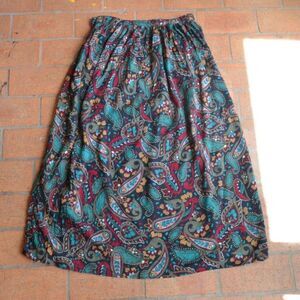 Vintage 80s 90s Porsha by Winer Paisley Midi Skirt Made in USA